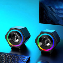 Multimedia Speaker 3.5mm USB RGB Speaker Combo Stereo Bass Gaming Subwoofer Computer Speaker for Laptop Computer