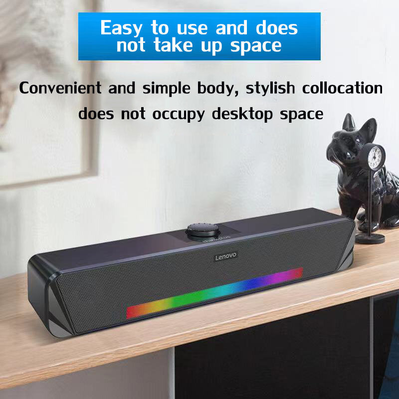 Soundbar Bluetooth 5.0 Speaker RGB Light Hi-Fi Stereo Sound Home Desktop Speaker Subwoofer USB Power Supply