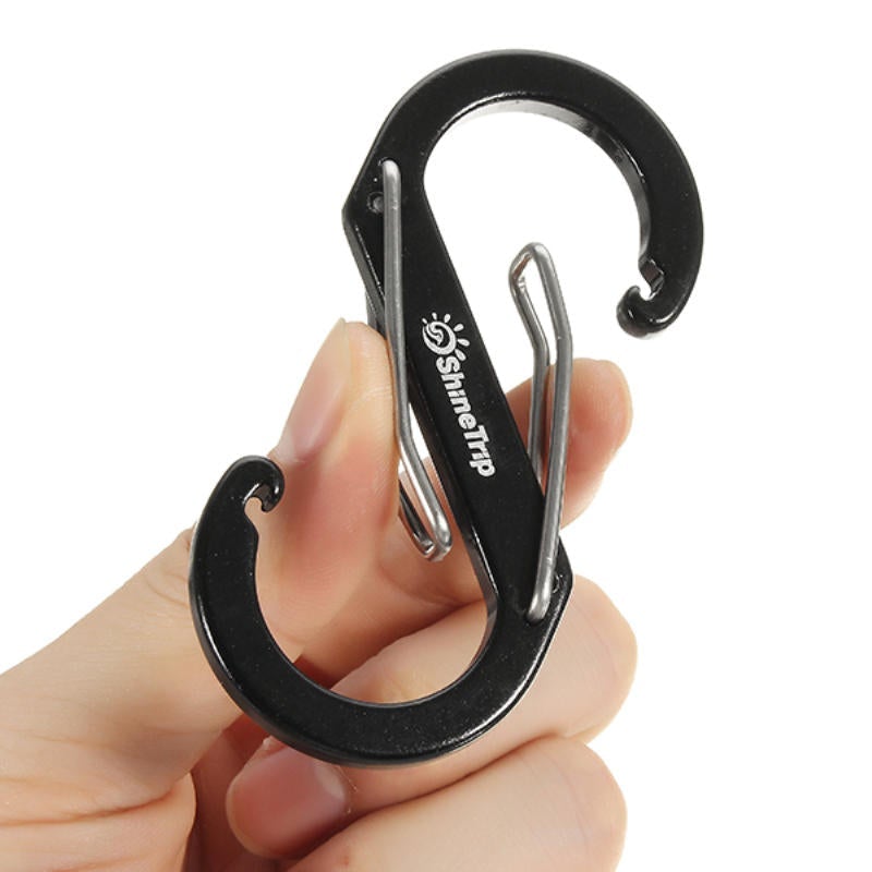 S Shape Type Buckle Double Gated Carabiner Key Ring Clip Hook