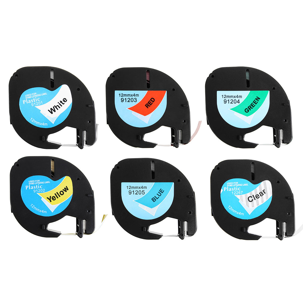 Label Tape Compatible For Dymo LetraTag 12mmx4m Cassette