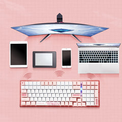 Mechanical Gaming Keyboard Triple-Mode Programmable 100 Keys PBT Keycaps 3/5-Pin Hot Swappable For Type-C Wired Bluetooth 2.4G Wireless