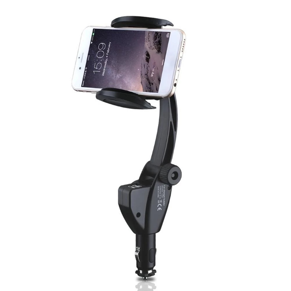 2 in 1 Universal with Dual USB Car Charger Vehicle Mobile Phone Mount Holder Stand for 5.5-9.5cm Width