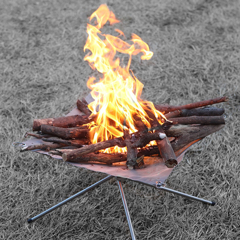 Folding Camp Stove Fire Frame Stand Wood Burning Grill Stainless Steel Rack Heater