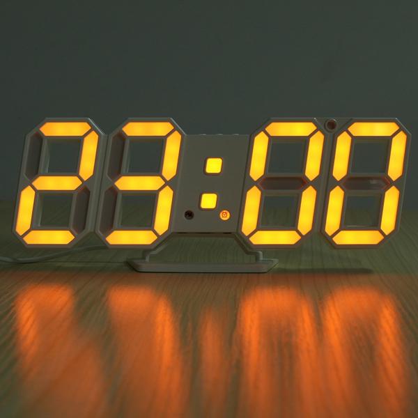 3D LED Digital Wall Clock Alarm Clock USB Stereo Clock Built-In Automatic Light Sensor