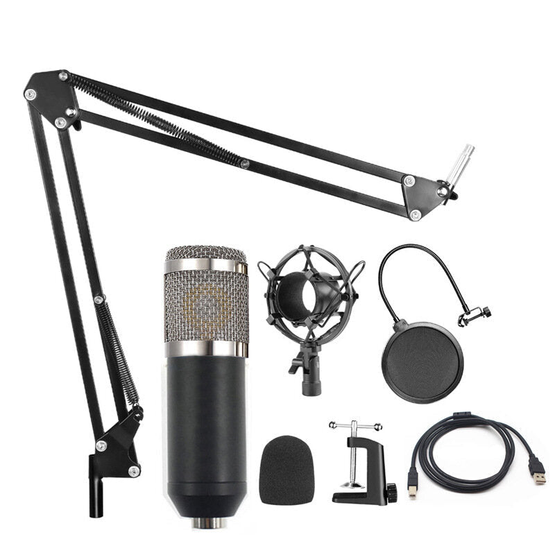 Professional 192KHz/24Bit HD Free Drive USB Condenser Microphone Kit with Stand Mount