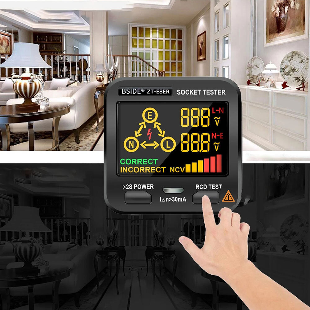 Electric Socket Tester Outlet Tester Digital LCD Display with NCV Test RCD Test Polarity Test Electric Circuit Polarity Voltage Detector