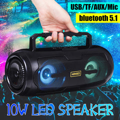 Wireless Bluetooth Speaker LED Portable Amplifier 10W Subwoofer Boombox FM Radio TF Card USB Outdoor Speaker