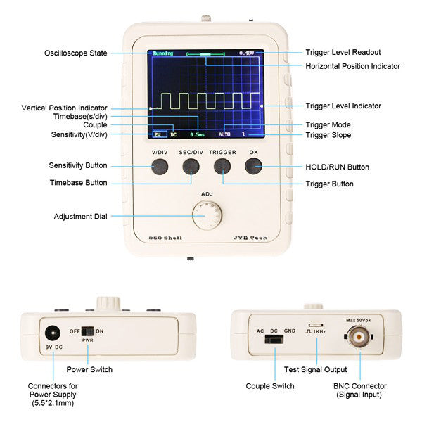DIY Digital Oscilloscope Unassembled Kit With Housing