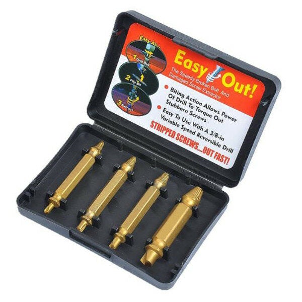4Pcs Double Side Damaged Screw Bolt Extractor Drill Bits Gold Oxide Edition Stripped Screw Removers