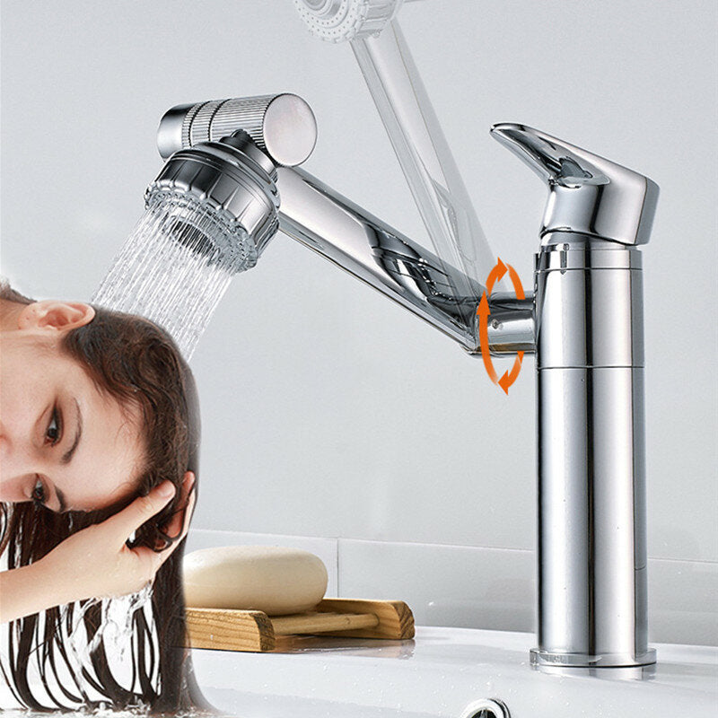 Bathroom Wash Basin Faucet Rotate Spout Hot Cold Mixer Tap Multidirectional Rotation Two Water Mode