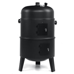 3-in-1 Portable Round Charcoal Smoker Roaster BBQ Grill With 354 Square Inches Cooking Space Built-in Thermometer Garden Outdoor Cooking