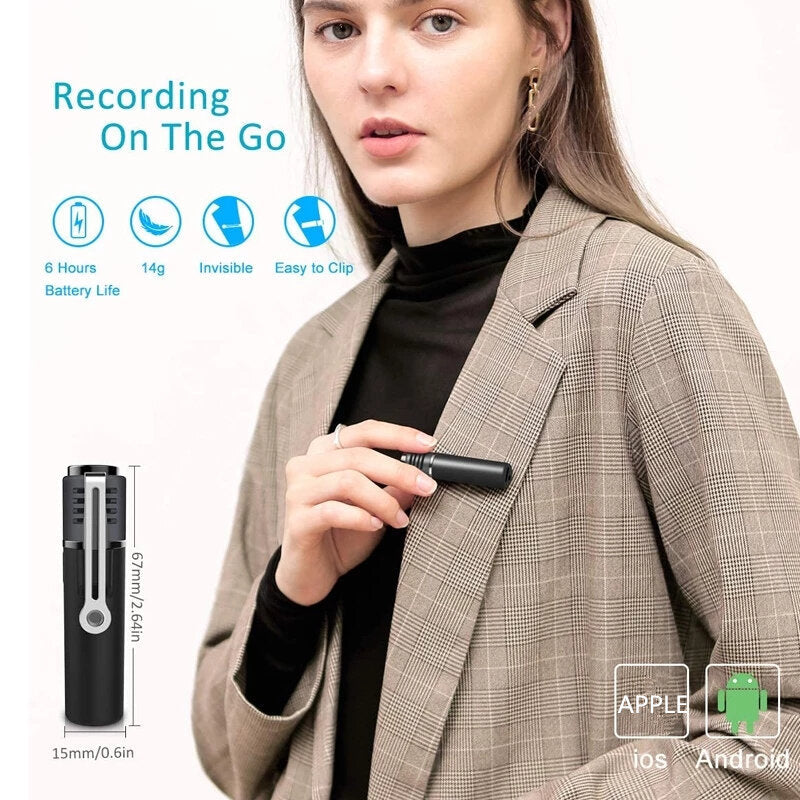 Lavalier Lable Bluetooth Wireless Microphone Smartphone Vlog Mic ZealSound Audio Video Real-Time Recording