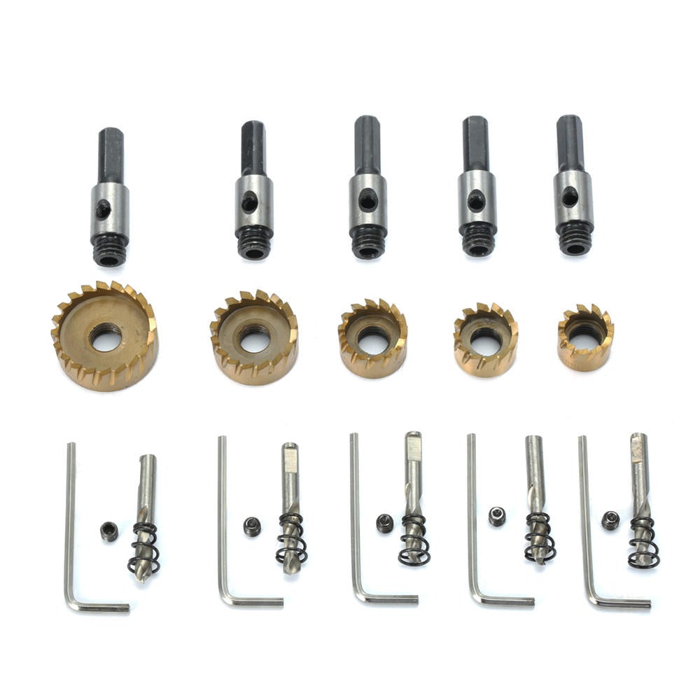 5Pcs HSS 6542 Titanium Coated Hole Sawtooth HSS Hole Saw Cutter Drill Bit Set 16/18.5/20/25/30mm