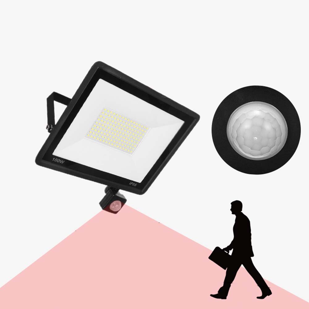 LED FloodLight PIR Motion Sensor Reflector LED Flood Light Waterproof IP66 Spotlight Wall Outdoor Lighting