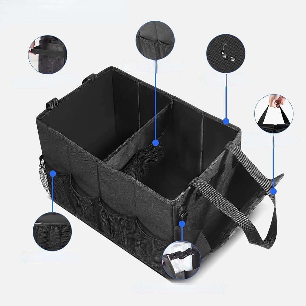 Black Car Storage Box Trash Storage Box 2 in 1 40*27*27cm