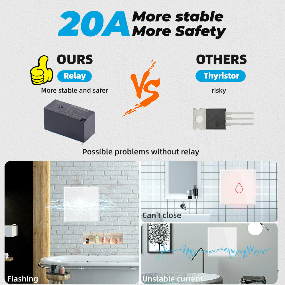 WIFI Water Heater Switch Touch Switch Zero Fire Tuya APP Timing Wifi Switch Remote Control Household Water Heater Switch