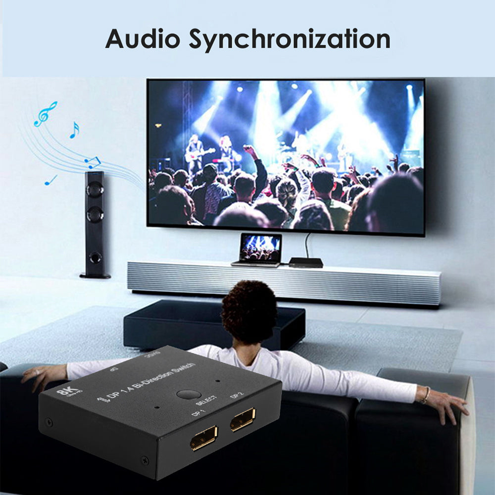 Display-Port 8K DP 1.4 Switch Bi-Direction 8K@30Hz 4K@120Hz Splitter Converter for Multiple Source and displays.