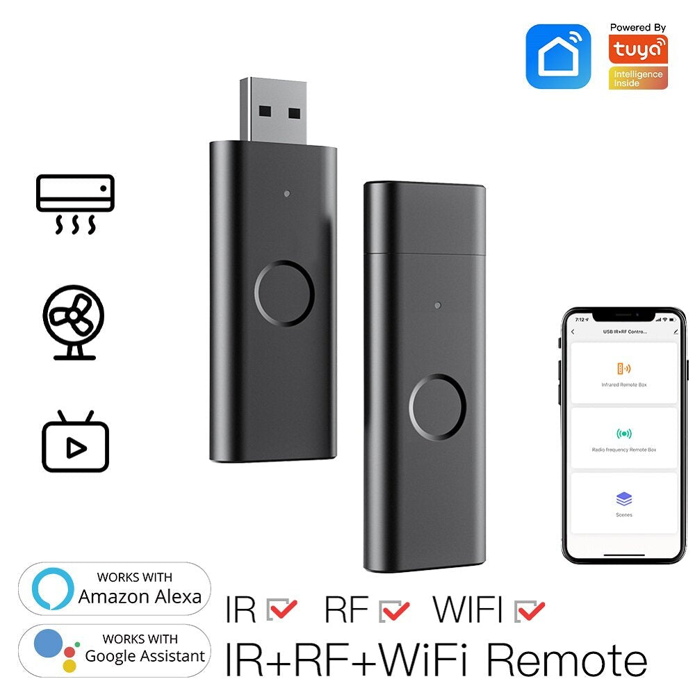 Smart Infrared WiFi Remote Controller Wireless USB IR+RF Controller for TV Fan Smart Home with Alexa Google
