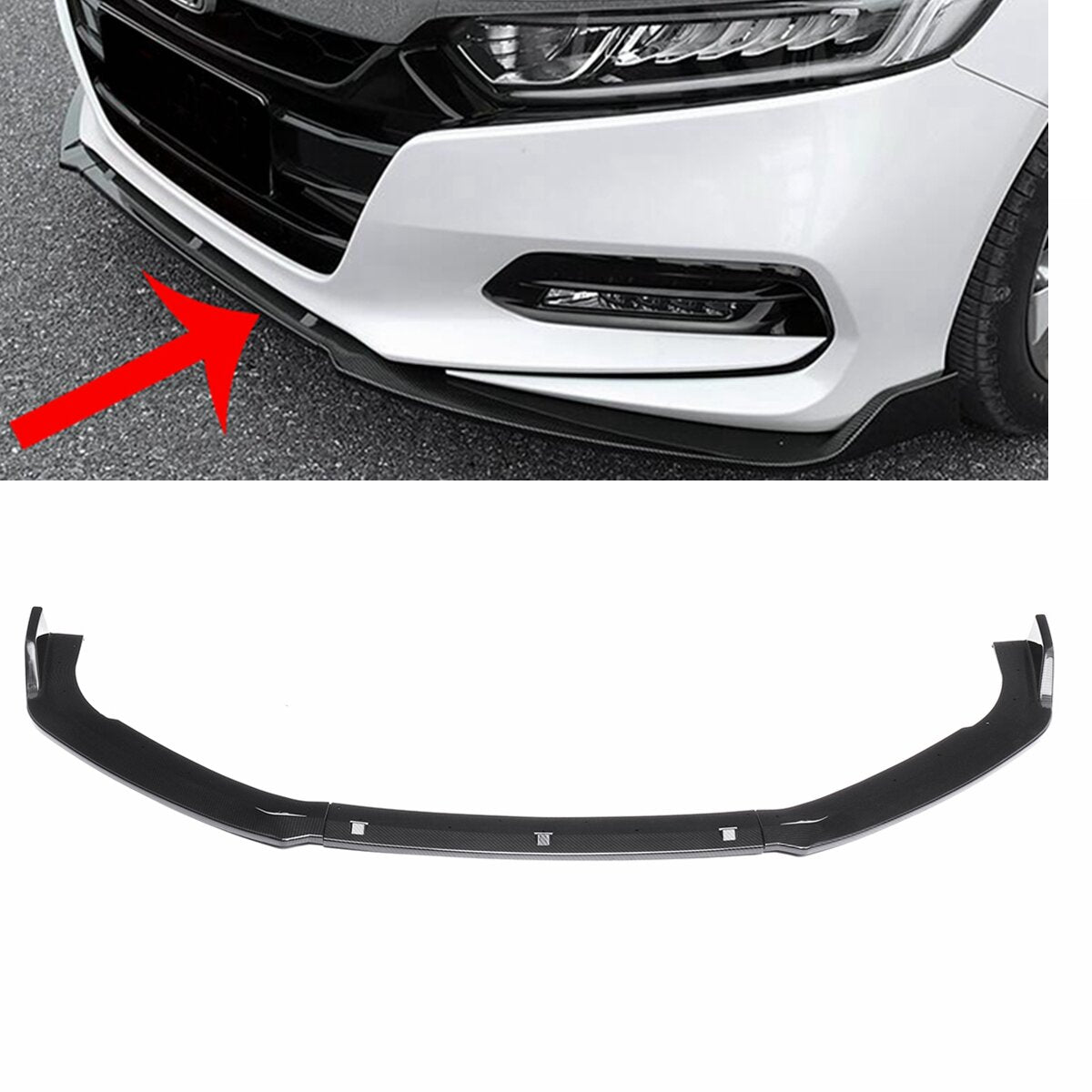 3 Pcs Designed Front Bumper Lip Carbon Fiber Look Chin Splitter