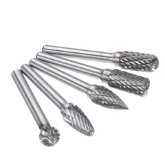 5Pcs DGCFA 6x10mm Double Cut Tungsten Carbide Rotary Burr Set 6mm Shank for DIY Wood Carving Metal Polishing Engraving Drilling