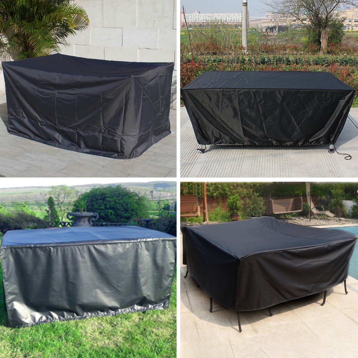 Garden Furniture Covers 420D Oxford Fabric Rectangular/Oval Cover, Windproof and Anti-UV, for Sofas and Chair Gard