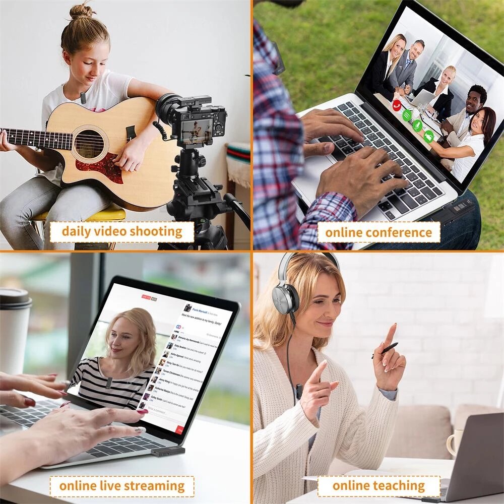 2.4G Wireless Multifunction Dual Channel Conference Stereo USB Microphone for Smartphone DSLR Camera