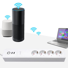 WiFi Smart Power Strip 16A Multiple Outlet Extension Cord with 2 * USB Ports / 4 * AC Outlets Remote Voice Control EU Plug Sockets