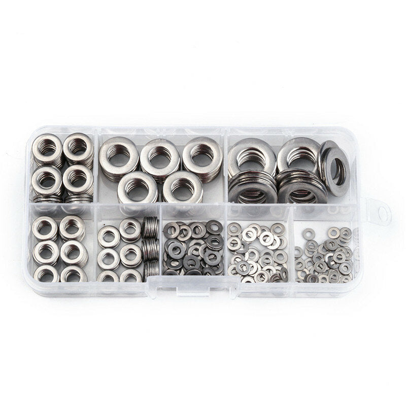 360Pcs 8 Sizes Stainless Steel Flat Washers Assortment Set M2/2.5/3/4/5/6/8/10