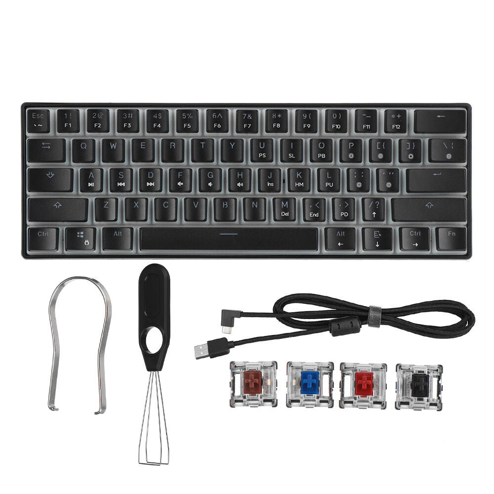 Wired Mechanical Keyboard Optical Switch Pudding Keycaps RGB 61 Keys Hot Swappable Gaming Keyboard New Version