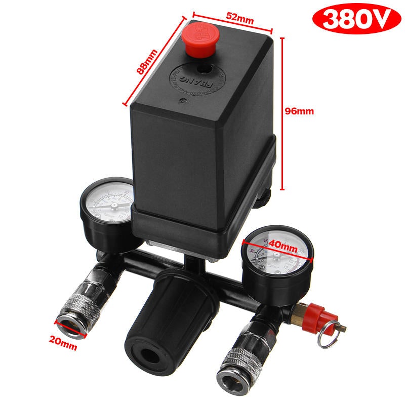 Air Compressor Pressure Switch Control Valve Manifold Regulator Gauges With Quick Connector