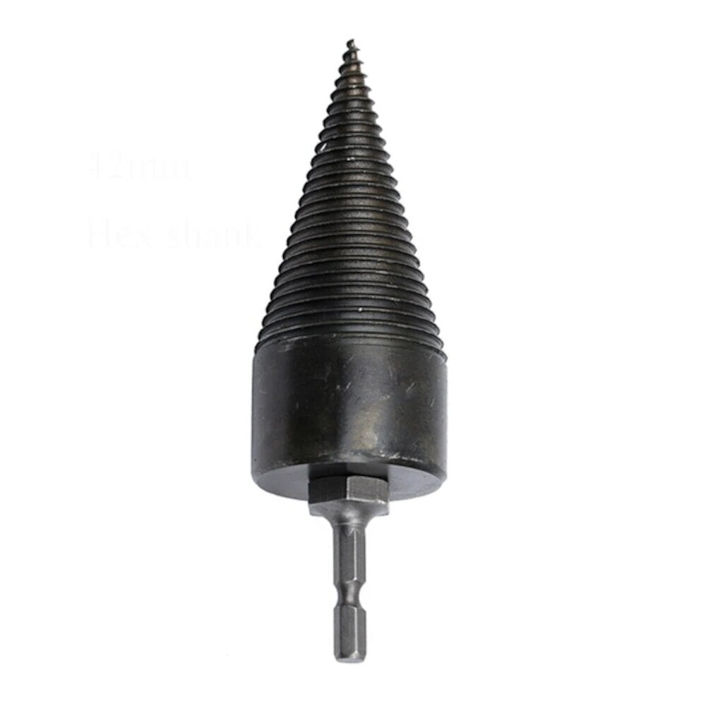 1Pc 42mm HSS Round/Square/Hexagonal Shank Firewood Drill Bit Splitter Wood Split Cone Drill Bit For Tree Cutting