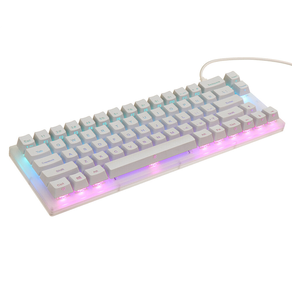 Mechanical Keyboard 66 Keys Gateron Switch Hot Swappable Tyce-C Wired RGB Backlit Gaming Keyboard with Crystalline Base for PC Laptop