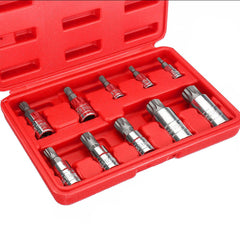 10pcs Red/Blue XZN12 Point Tamper Proof Socket Adapter Set Triple Square Spline Bit Socket