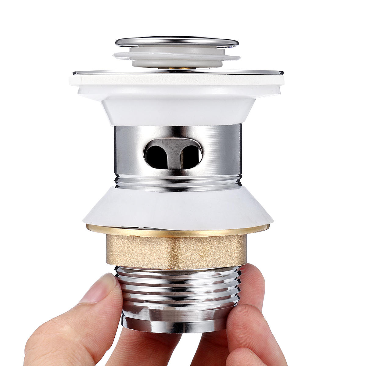 Chrome Click Clack Slotted Sprung Pop Up Push Button Sink Basin Waste Faucet