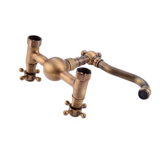 European Type Pure Copper Double Handle Cold Heat Enters Wall Faucet Rotate 360 Kitchen