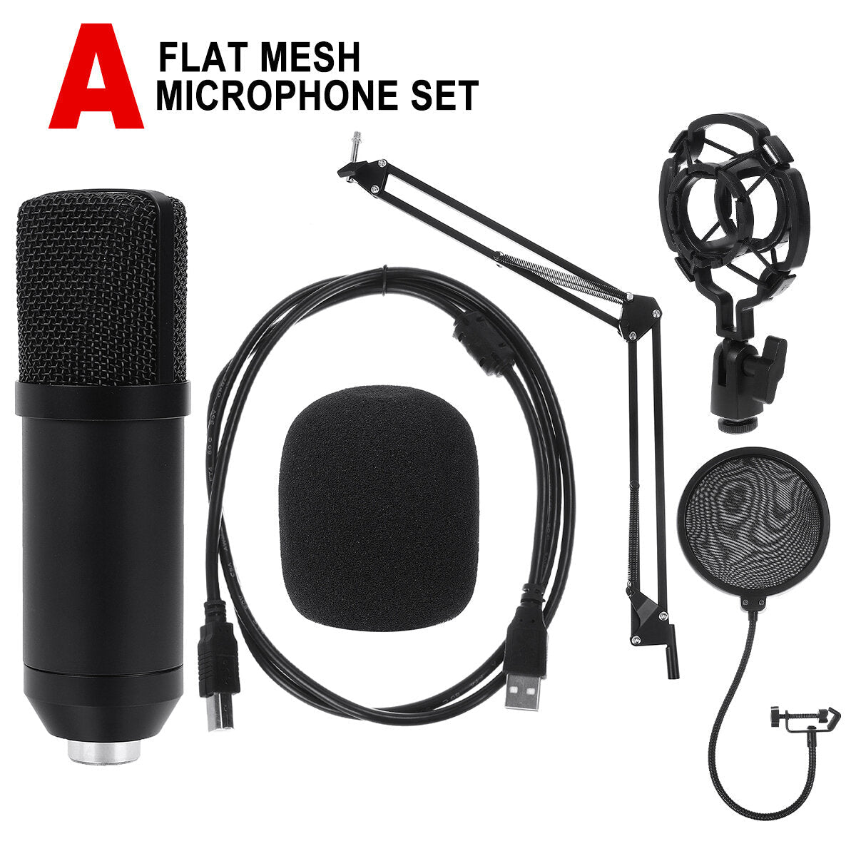 Professional Intelligent Noise Reduction USB Condenser Microphone with Shock Mount