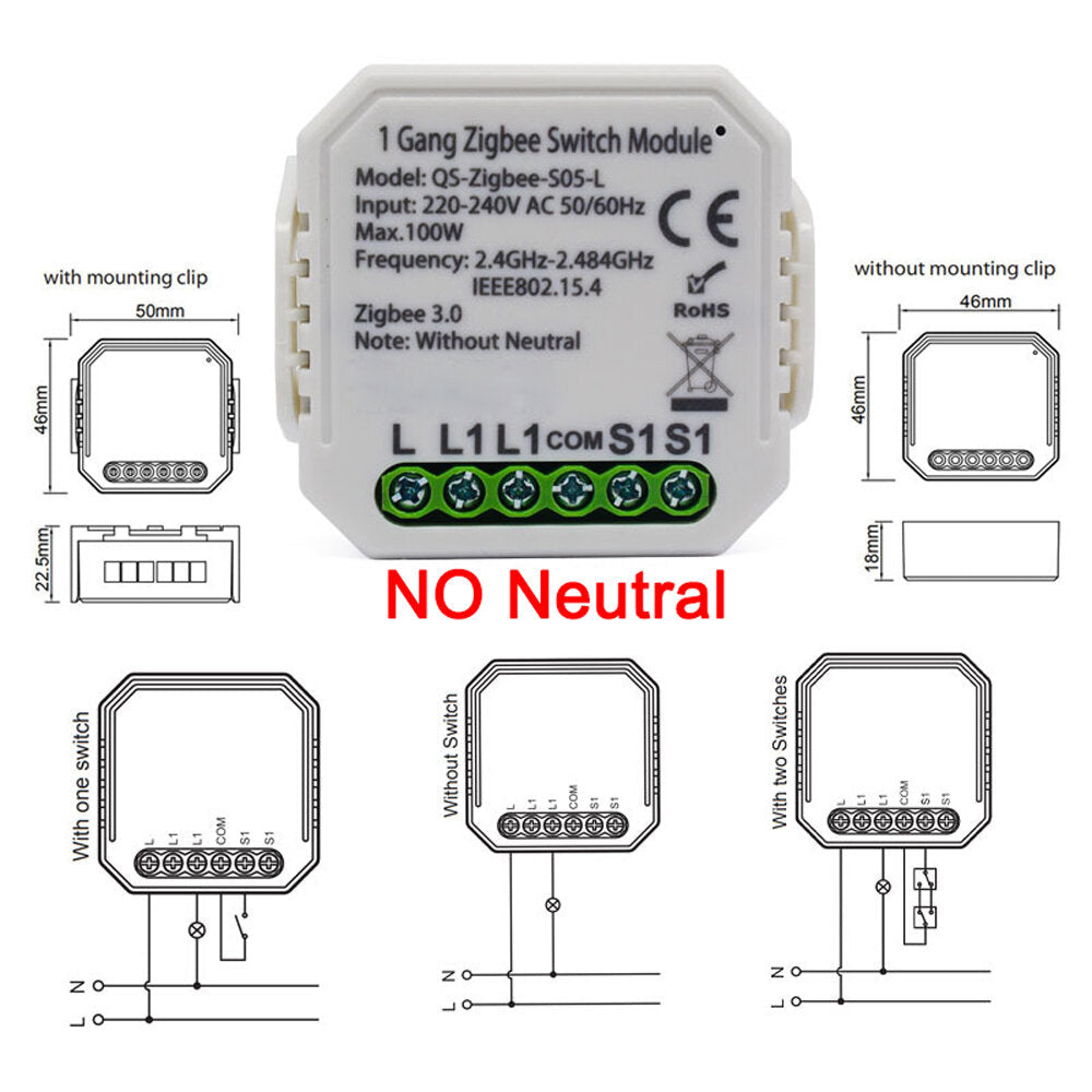 Dimming Switch Smart Home Modification Module without Neutral,220-240V