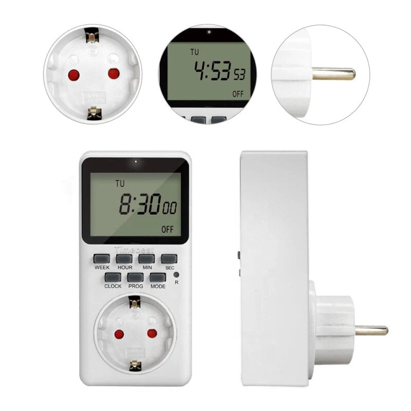 EU Plug Outlet Electric Digital Socket Timer Plug 220V Time Control Countdown Socket Timer Switch