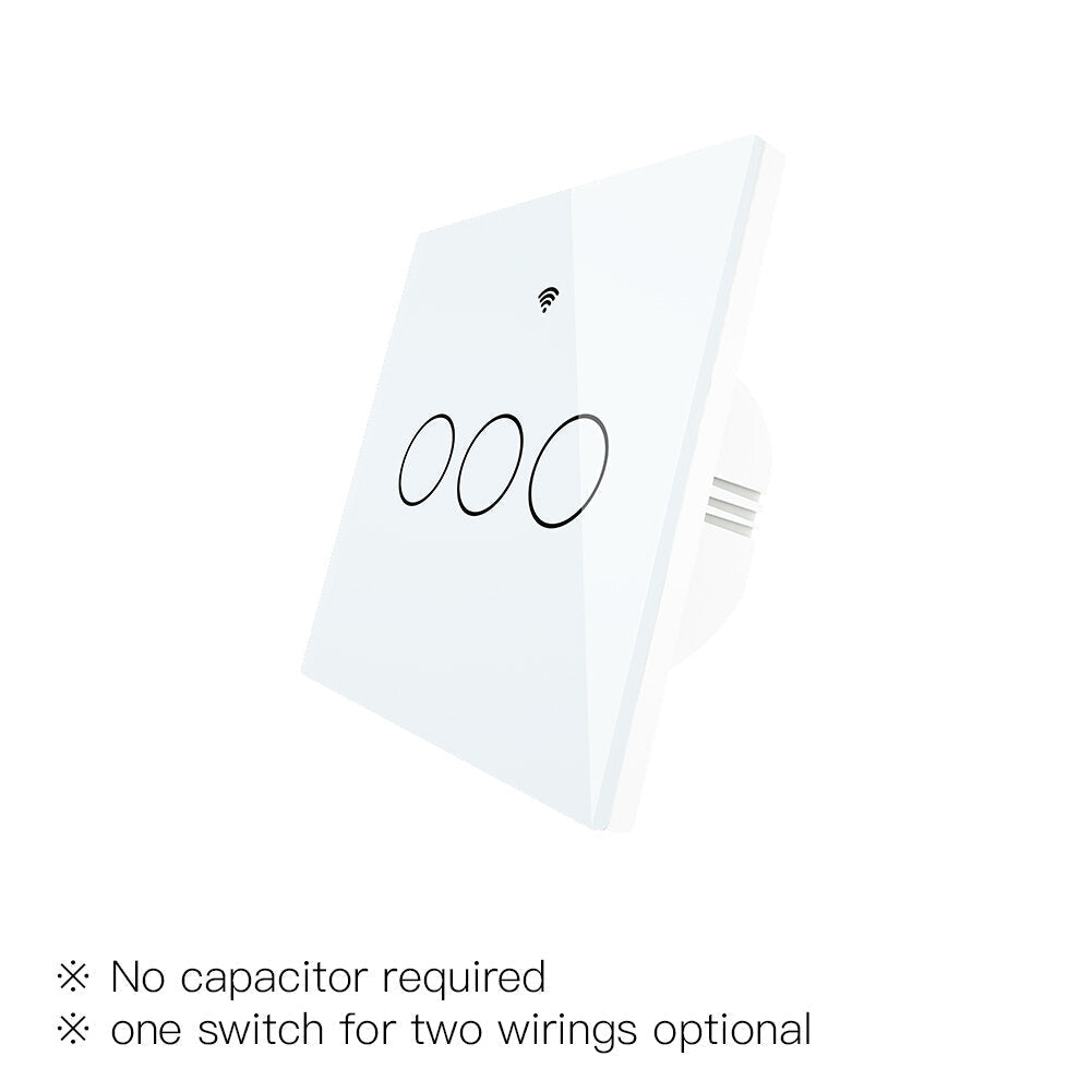 EU Wall Touch 250V 50/60Hz Smart Light Switch for Neutral Wire/No Neutral Wire No Capacitor Works with Alexa Google Hub Required