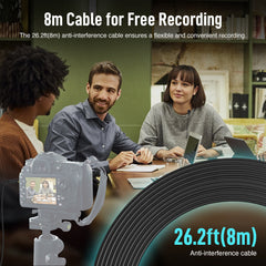 Omnidirectional Condenser Lavalier Microphone with 8M Long Cable for Smartphone Camera Tablet Recording