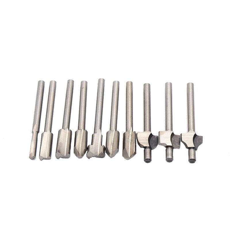 10Pcs HSS Woodworking Trimming Knife Titanium-Plated Sharpening Micro Milling Cutter Wood Carving
