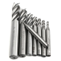 8pcs 2-12mm 4 Flute End Mill Cutter HSS Straight Shank Milling Cutter CNC Tool