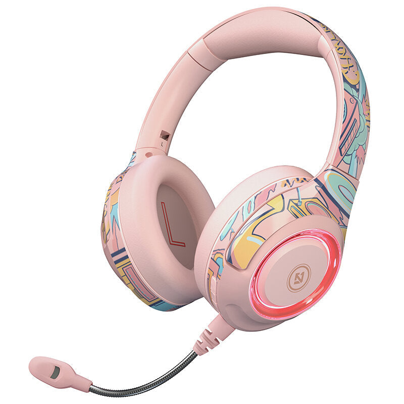 Gaming Headphones 40mm Diaphragm Bluetooth 5.1 Head-Mounted Long Endurance Wireless Headset with Detachable Mic for Game