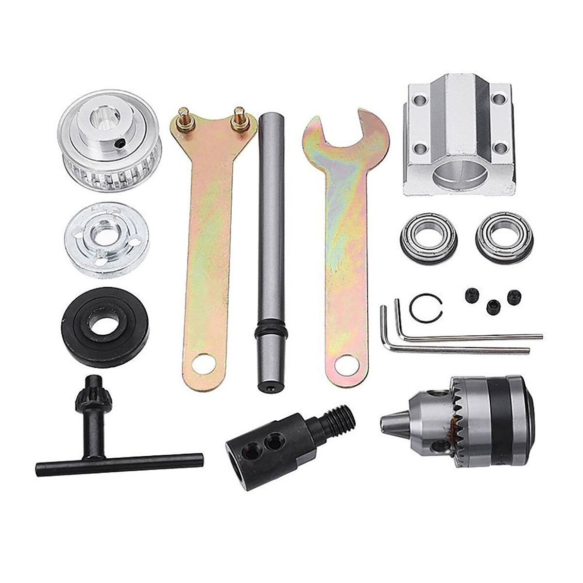 No Power Spindle Assembly Small Lathe Accessories Trimming Belt Drill Chuck Set with Synchronous Belt