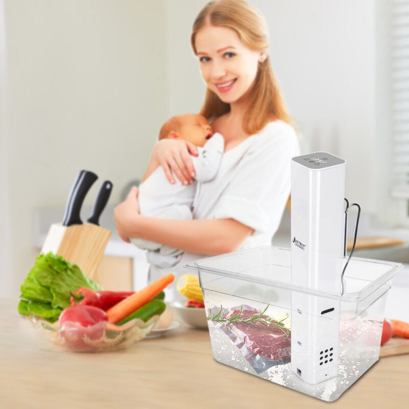 Slow Sous Vide Precision Cooker 1800W Waterproof Vacuum Powerful Immersion Circulator LCD Digital Timer Display Stainless Steel