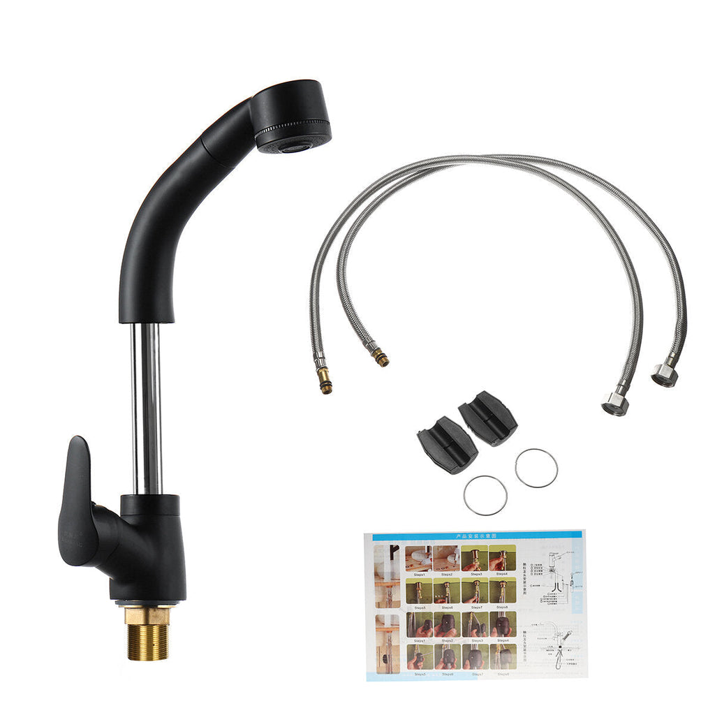 Kitchen Sink Faucet Pull Out Rotation Spray Mixer Liftable Cold And Hot Water