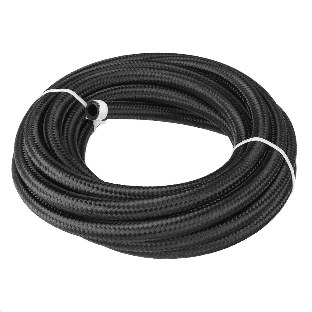 20FT Fuel Hose Oil Gas Line Nylon Stainless Steel Braided Silver Black