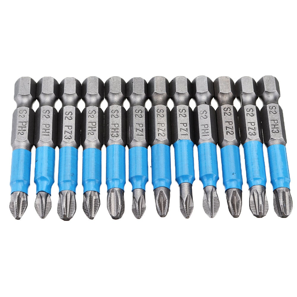 12pcs Screwdriver Bit 1/4 Inch Hex Shank Anti Slip PH2 Phillips Magnetic Impact Screwdriver Bits