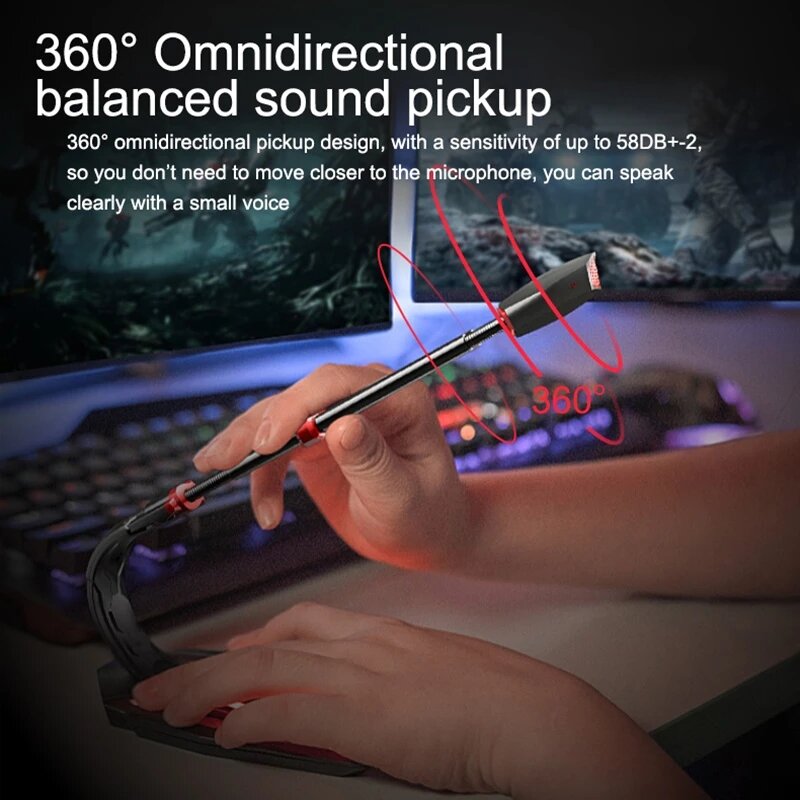 Computer Gaming 360 Sound Collection Microphone USB 3.5mm Studio Speech Omnidirectional Wired for PC Desktop Recording Chatting