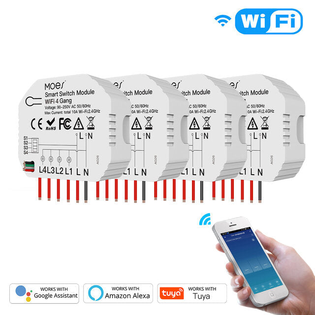 WiFi Smart Light Switch 1/2 Way Wireless Module App Remote Timer Switch On-off Device Works with Alexa Google Home